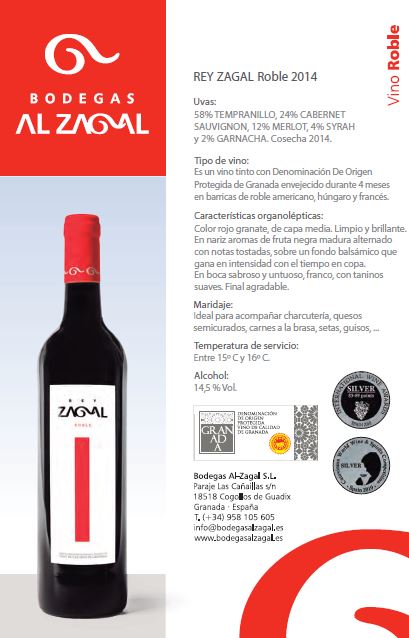 Vino rey Zagal Roble 2014
